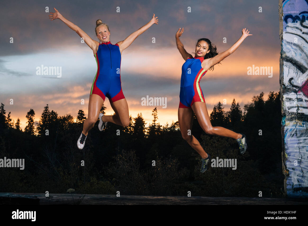 Silhouette jumping for joy hi-res stock photography and images - Alamy