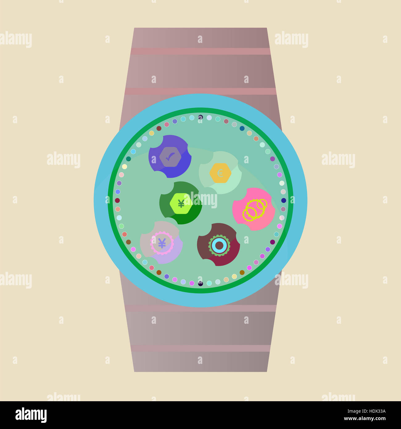 Smart watch with apps icons Stock Photo Alamy