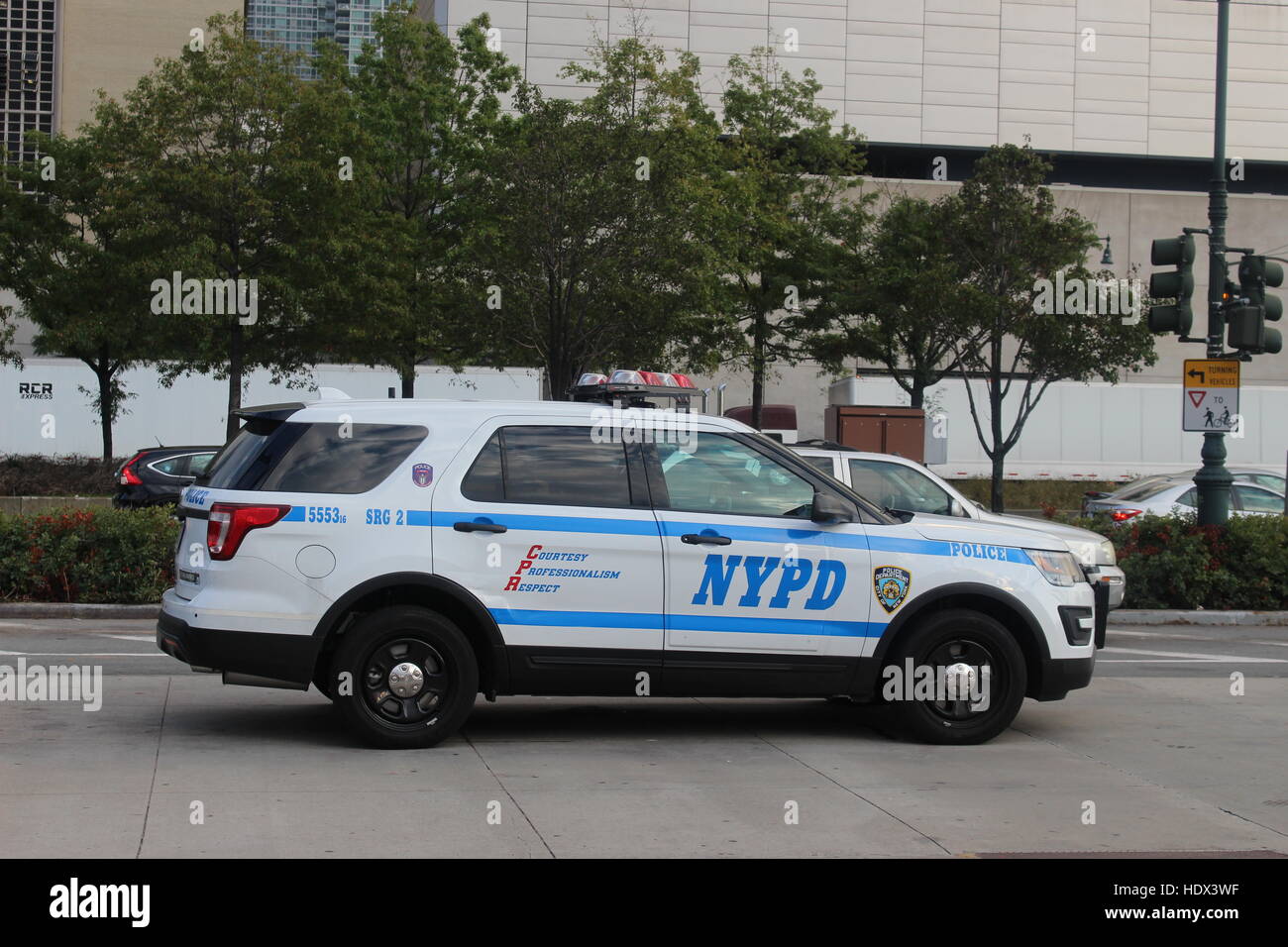 NYPD New York Police Department vehicle car NYC cop cops siren Stock Photo