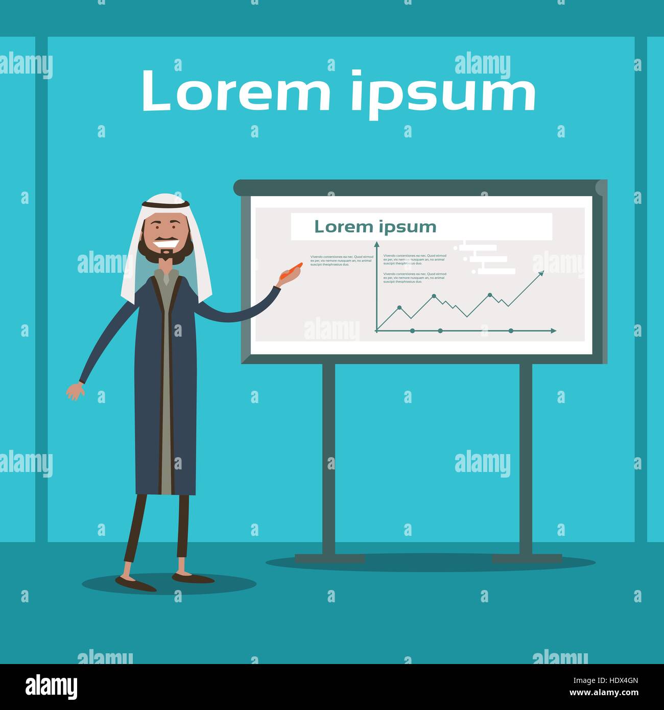 Arab Business Man Presentation Flip Chart Finance, Arabic Businessman