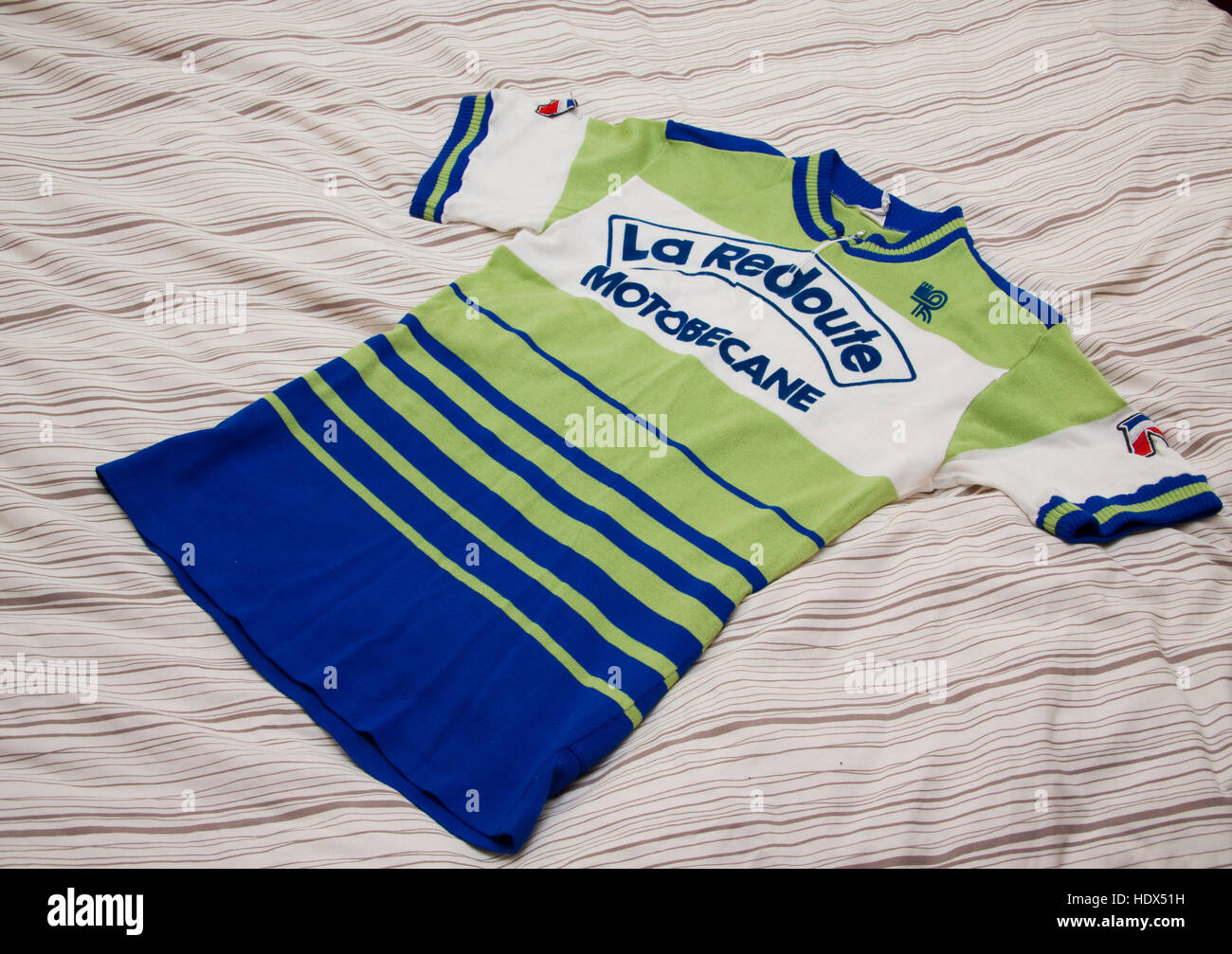 Cycling jersey of the French professional racing La Redoubte Motobecane Stock Photo