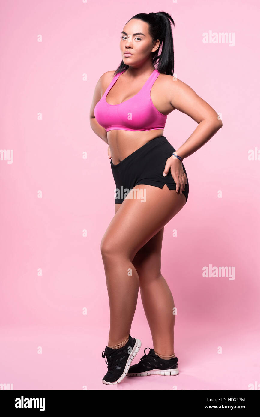 Plus Size Model in Black Bra, Fat Woman with Big Natural Breast Isolated on  White Background Stock Photo - Image of adiposity, oversized: 119867374