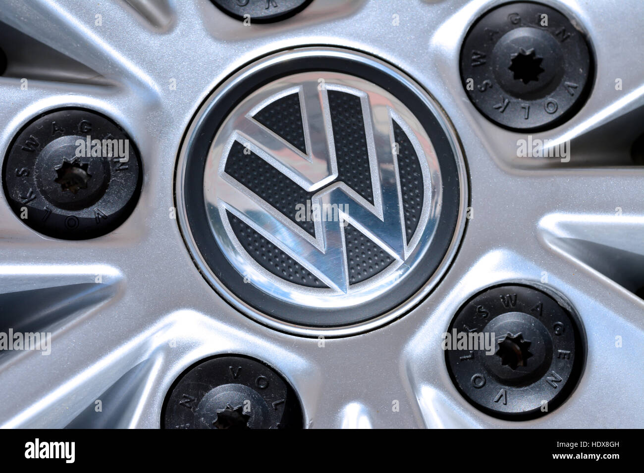 Volkswagen logo on wheel Stock Photo