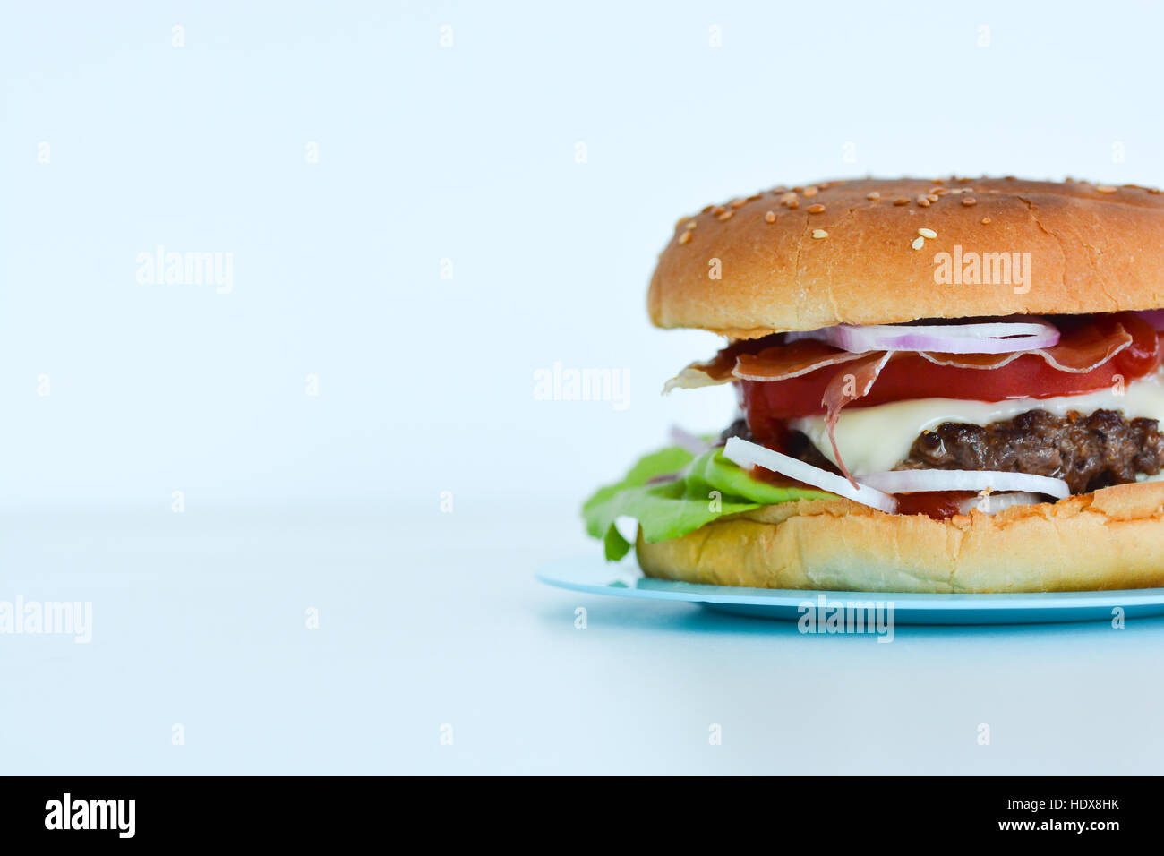 Fresh tasty beef burger close-up Stock Photo