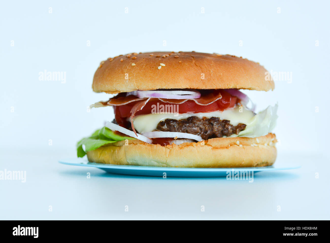 Fresh tasty beef burger close-up Stock Photo