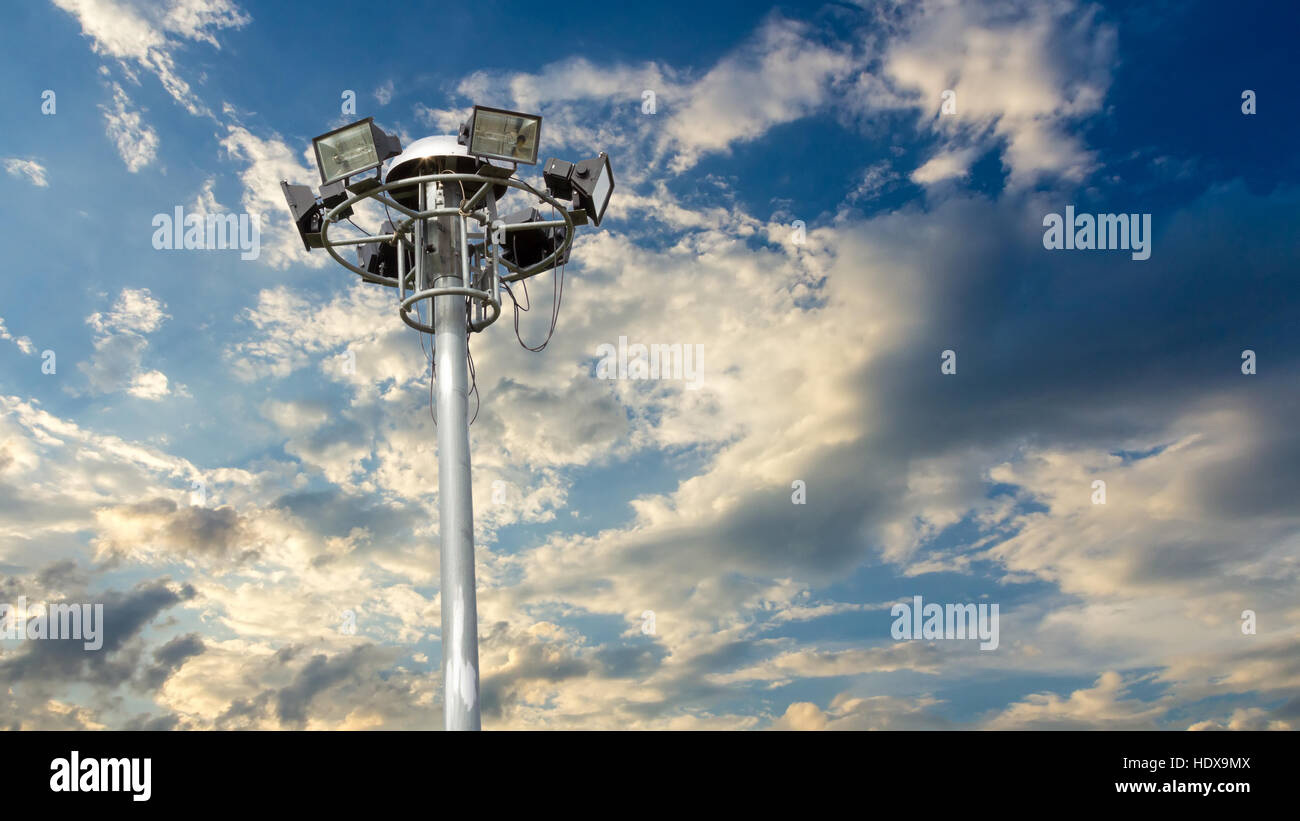 Spotlights pole with space on sky background Stock Photo Alamy