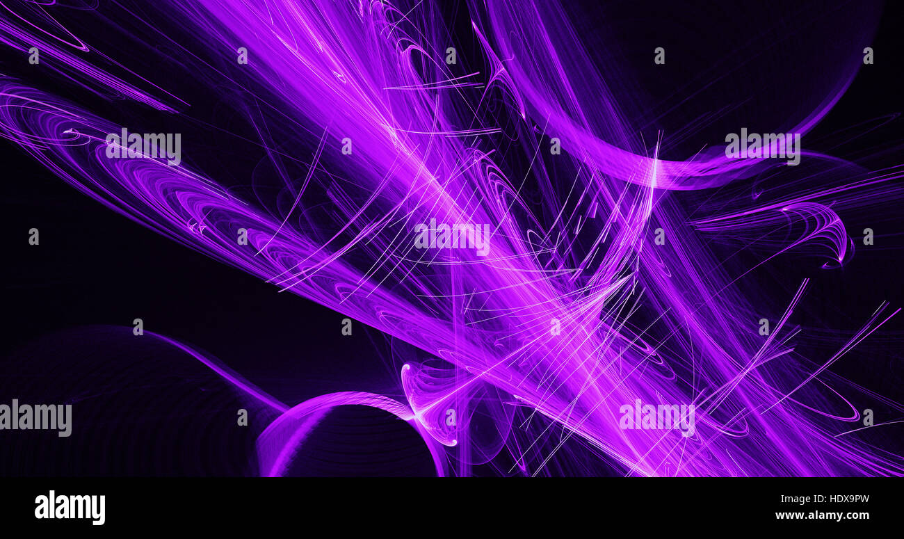 Abstract Design In Pink And Purple Lines Curves Particles On Dark Background Stock Photo