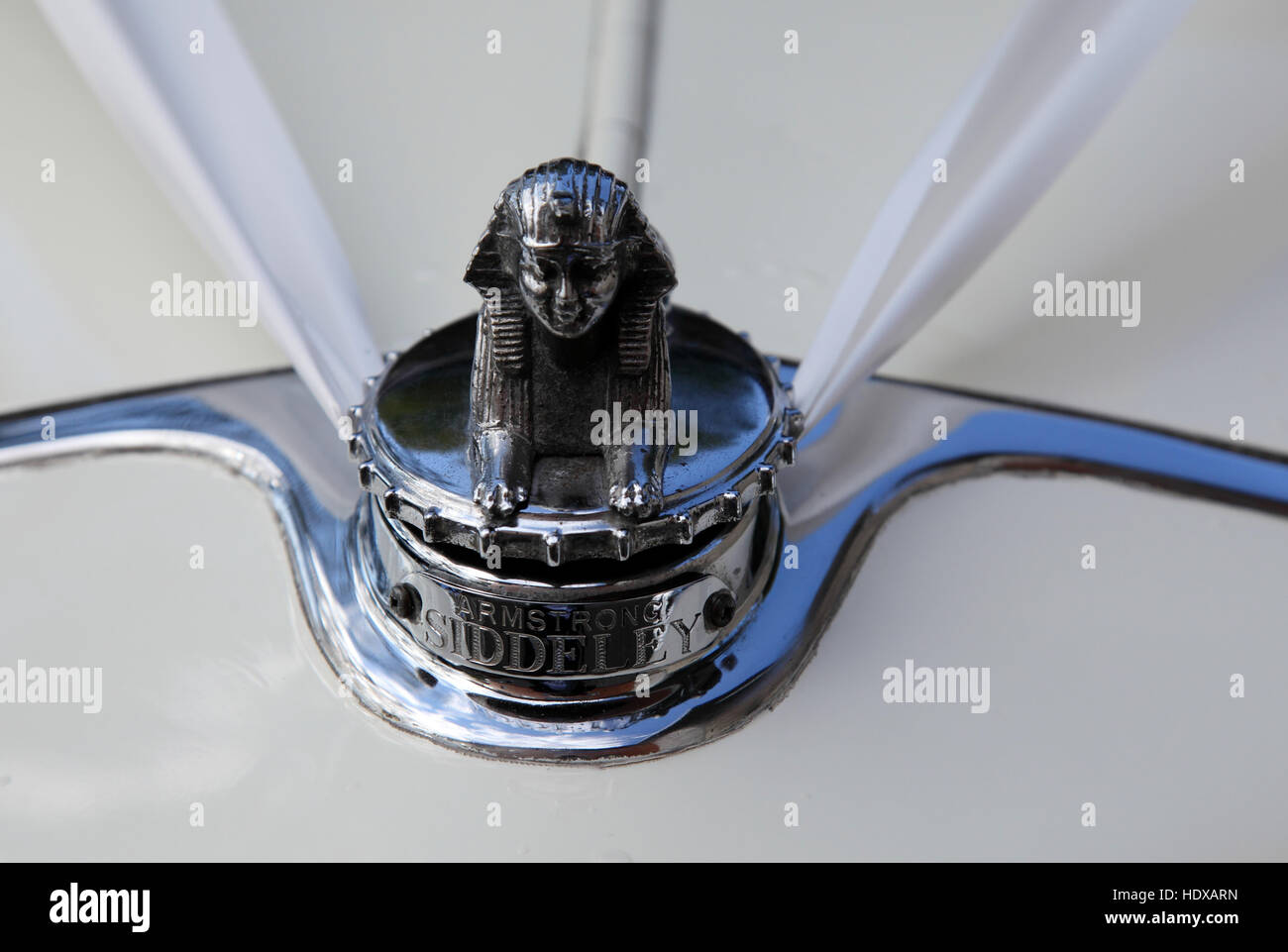 Car mascot of a 1960's Armstrong Siddeley car, with white ribbon