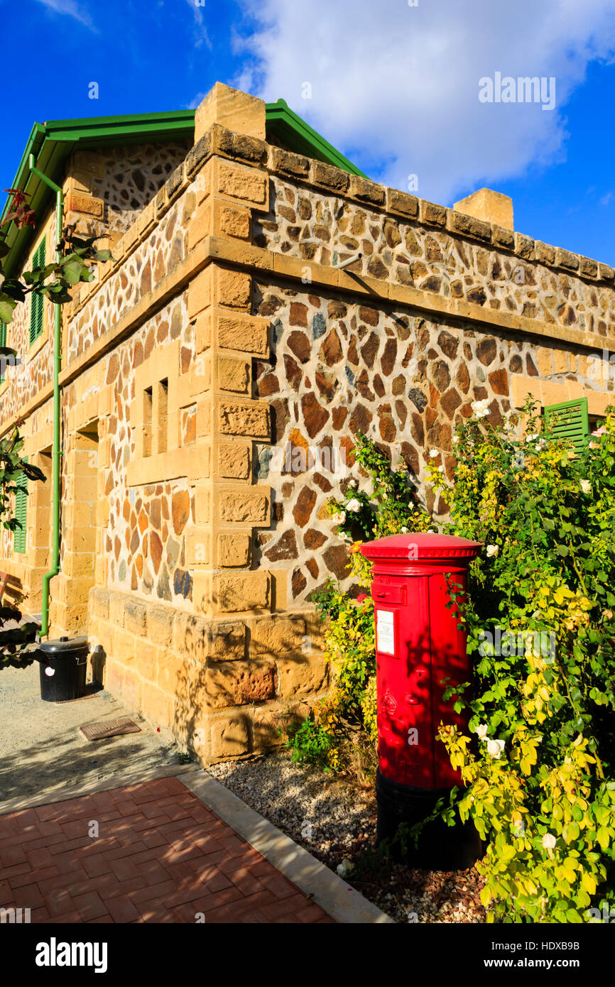 British postbox at the Cyprus Railways Museum at Evrychou, Troodos, Cyprus. Stock Photo