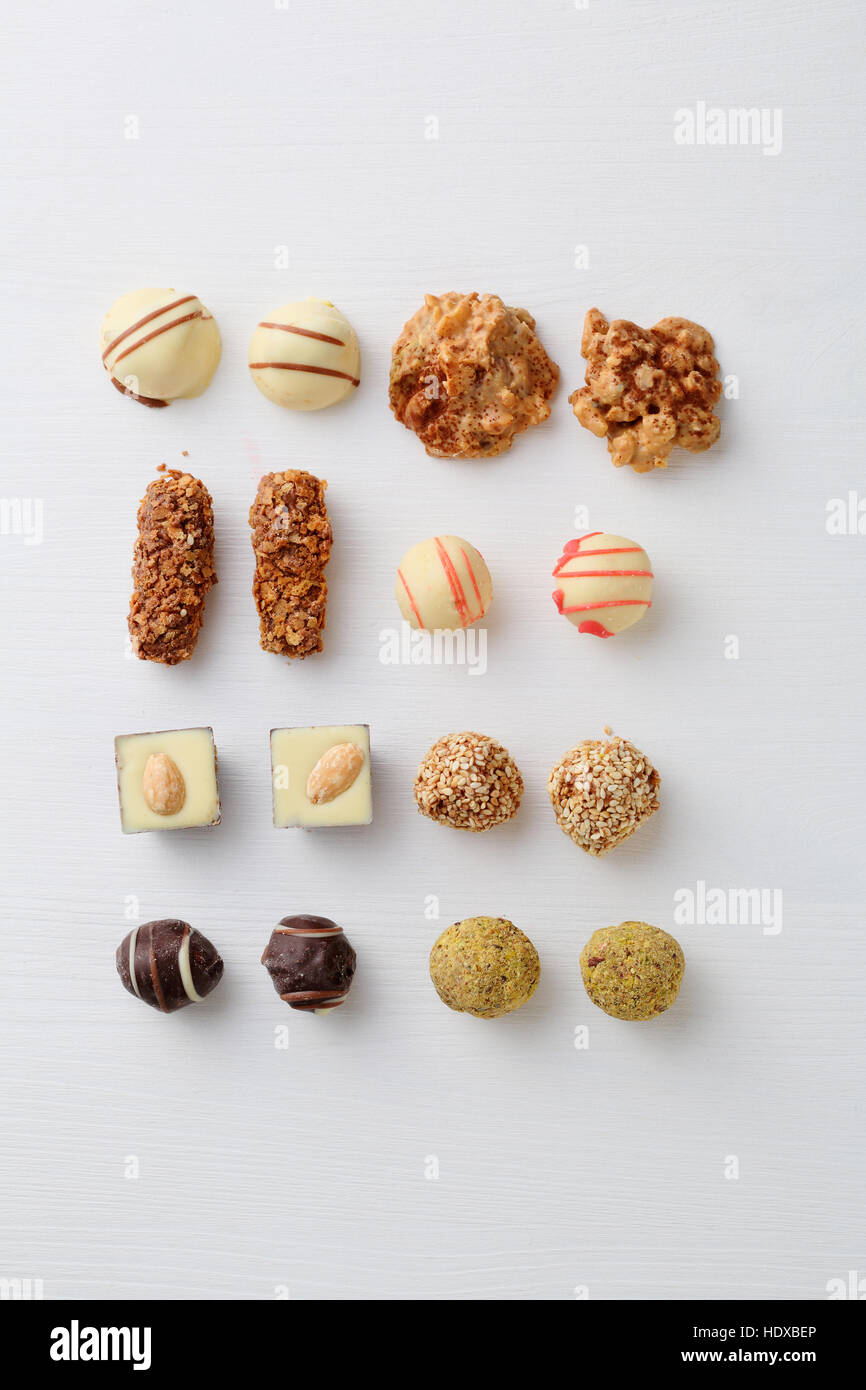 Candy on white background, food top view Stock Photo - Alamy