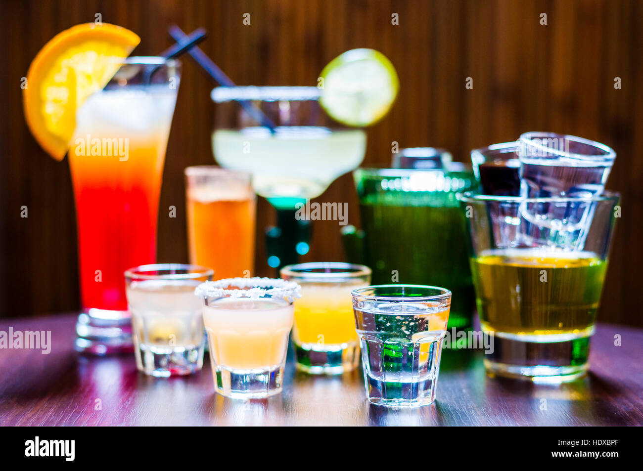 Set of various Tequila Cocktails Stock Photo