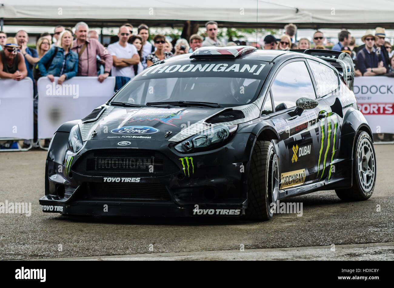 Ken Block is a professional rally driver with the Hoonigan Racing Division, formerly known as the Monster World Rally Team. Stock Photo
