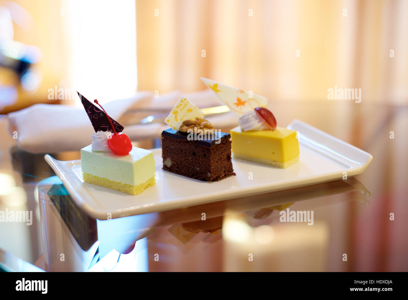 Gourmet Dessert canapes food in hotel room Stock Photo Alamy