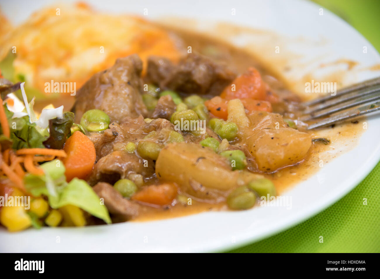 Ragout d agneau, a lamb stew, Chez Noe restaurant, Circque de Cilaos, Reunion Island Stock Photo