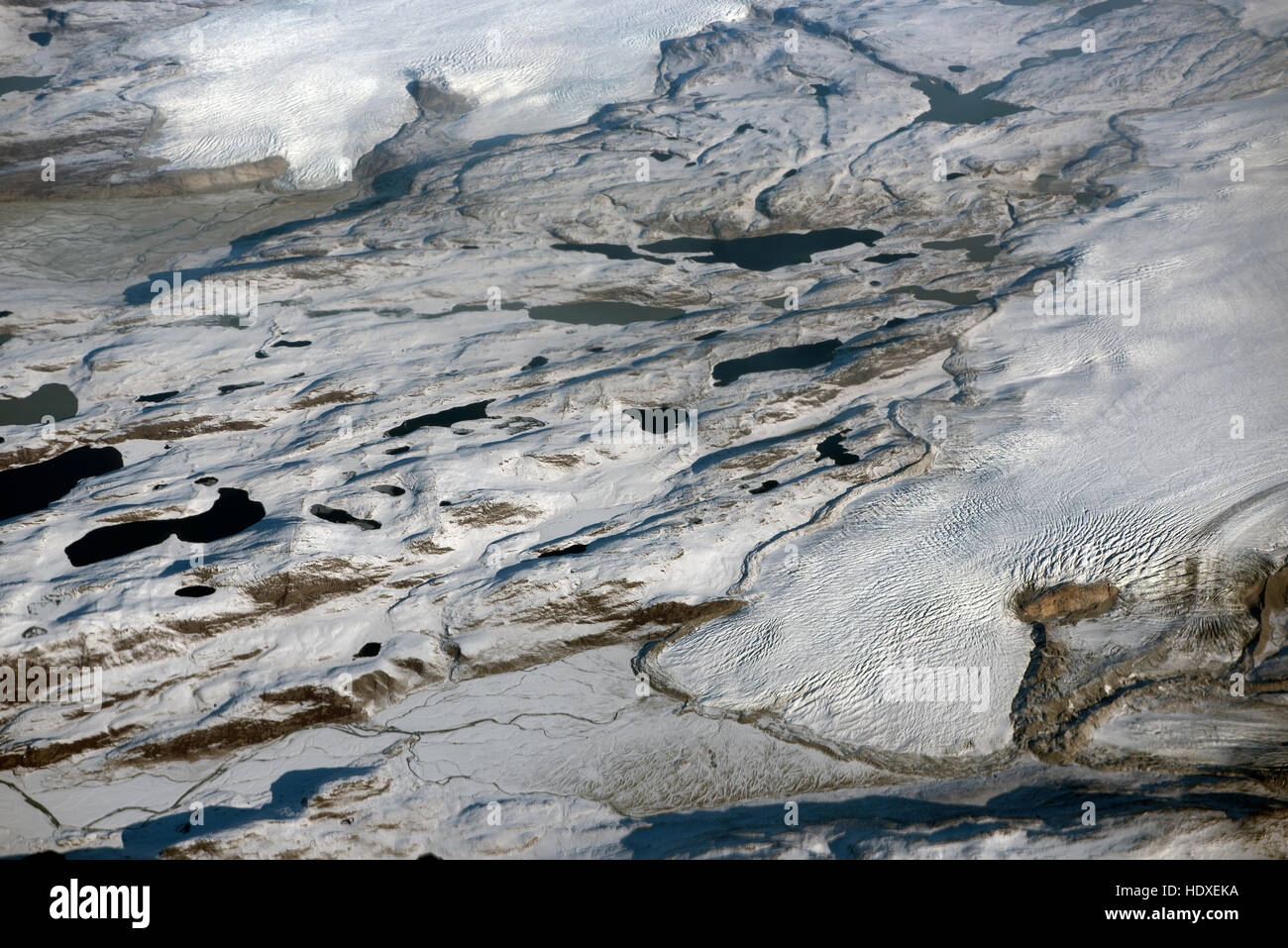Terminating glaciers on the snow and Ice fields of Baffin Island Northern Canada. SCO 11,280. Stock Photo
