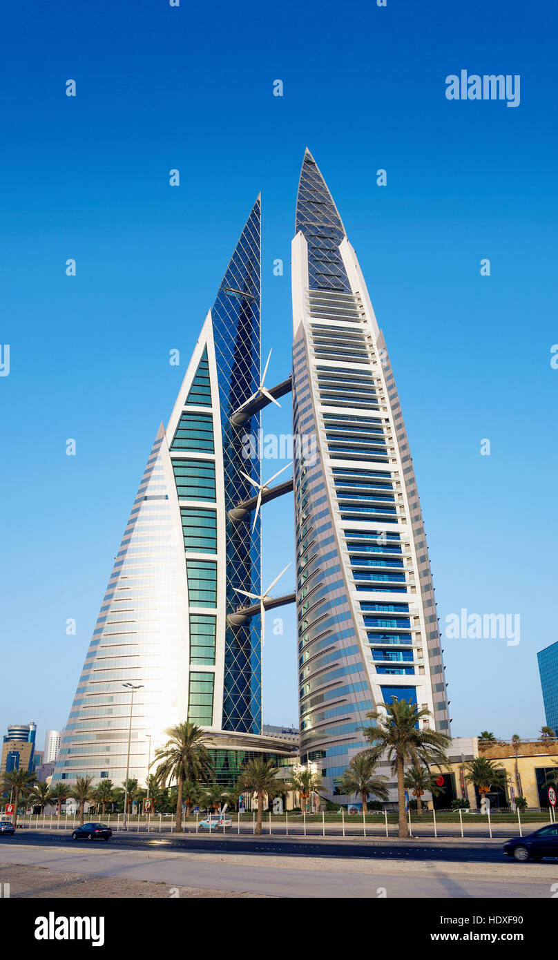 world trade center modern landmark skyscraper in central manama city bahrain Stock Photo