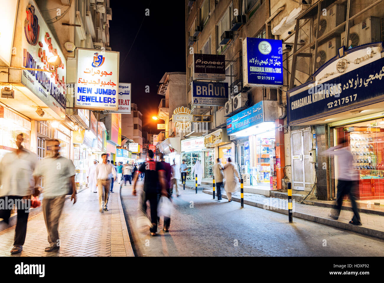 souk shopping street in central manama city bahrain at night Stock Photo
