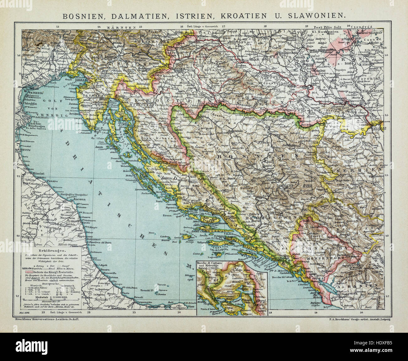 Very old map of South East Europe Stock Photo