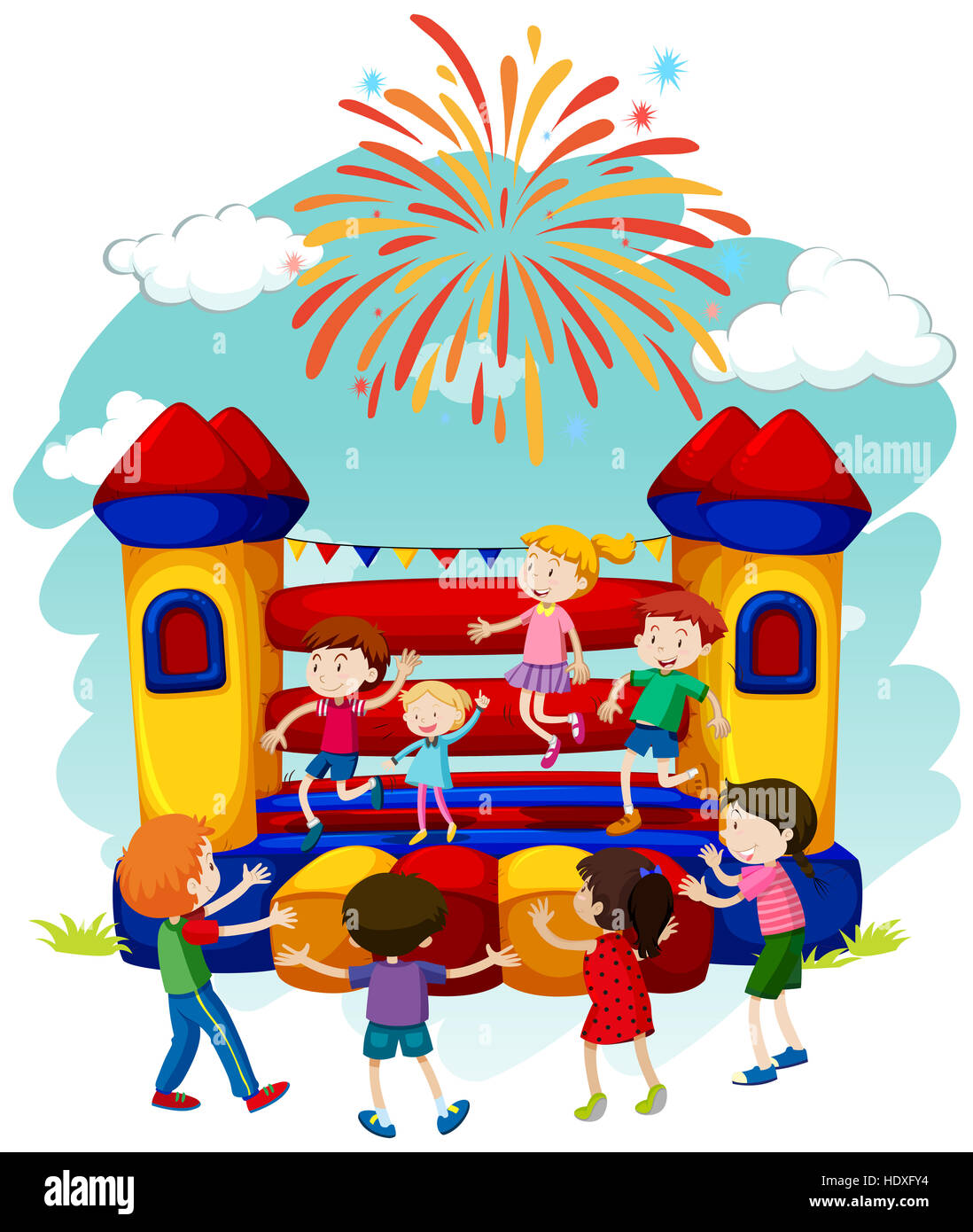 many-children-jumping-on-bouncing-castle-illustration-HDXFY4.jpg