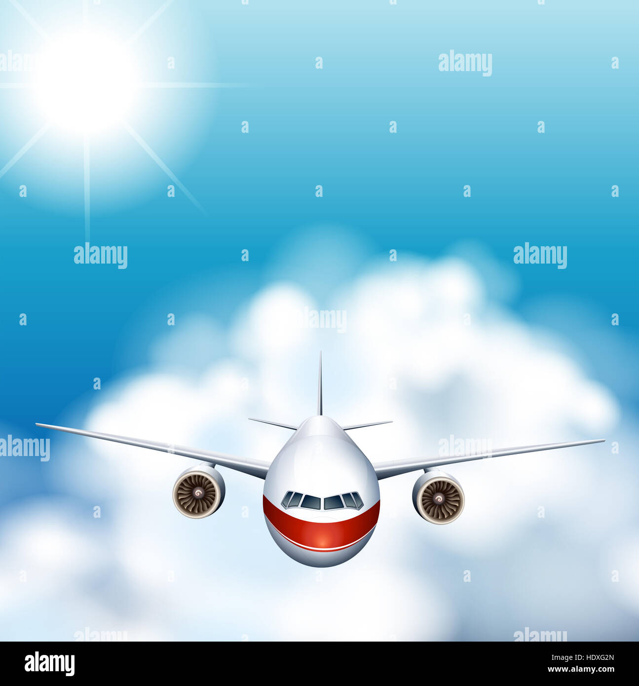 Airplane flying in the sky illustration Stock Photo - Alamy