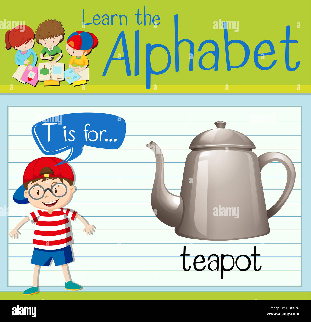 Flashcard letter T is for teapot illustration Stock Photo Alamy