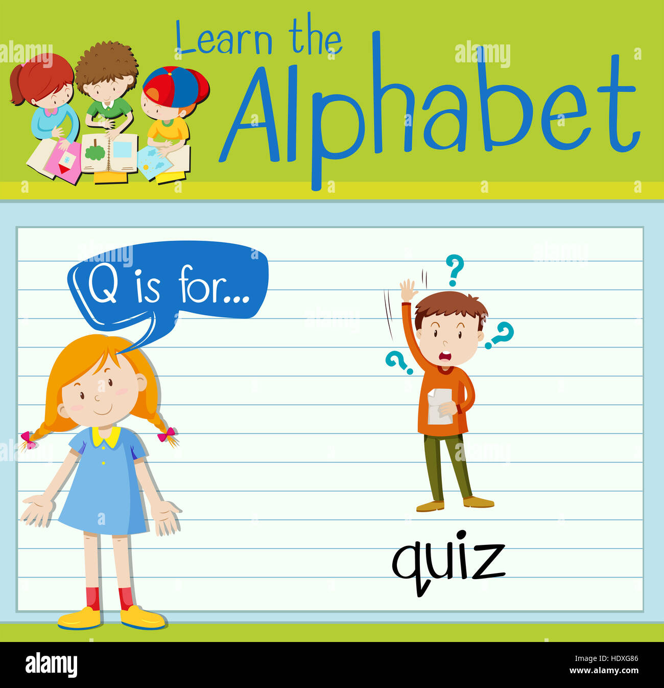 flashcard letter q is for quiz illustration stock photo alamy