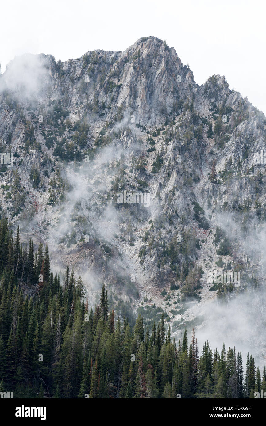 Peak and clouds, Wallowa Mountains, Oregon. Stock Photo