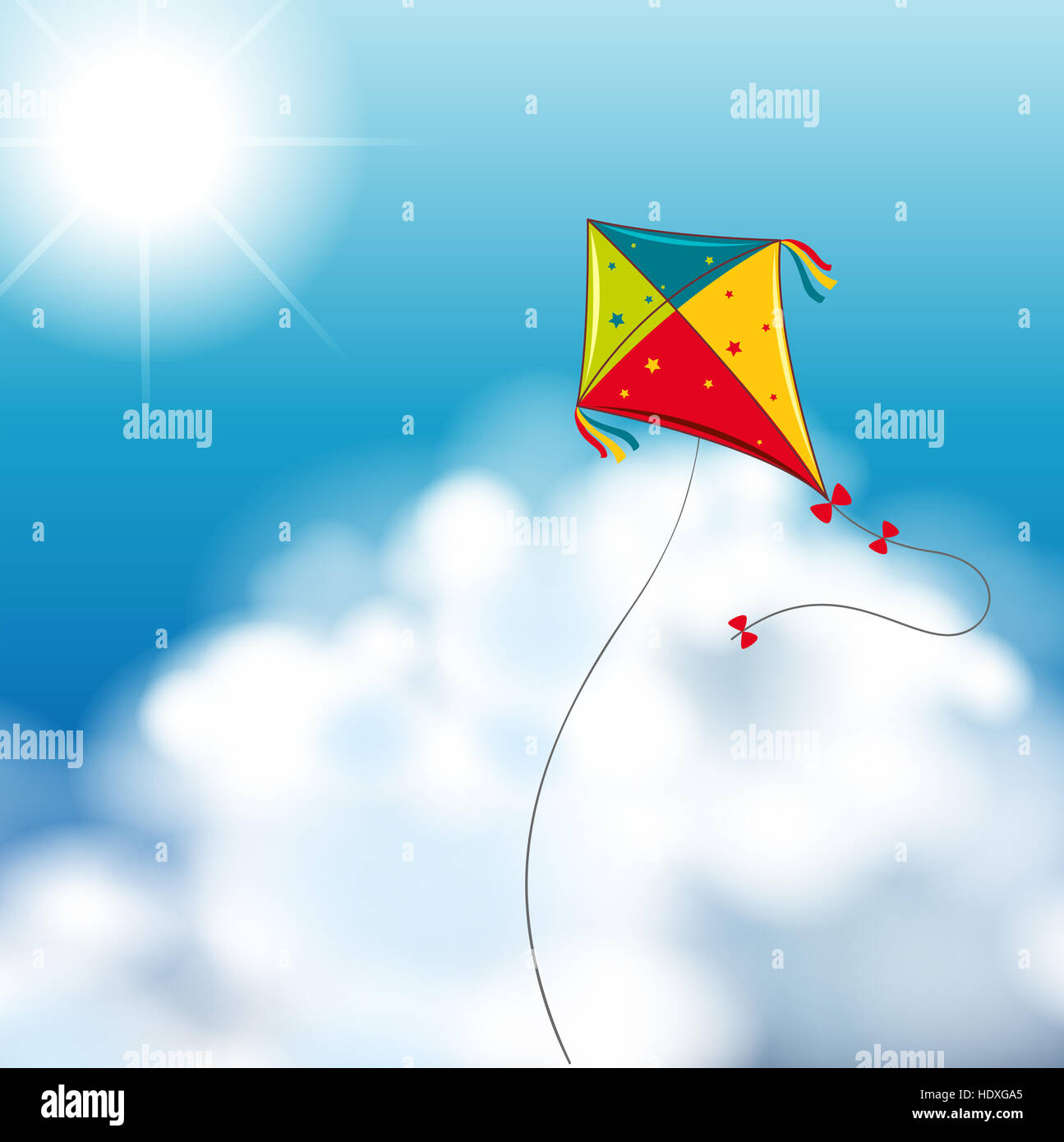 Background scene with kite in the sky illustration Stock Photo Alamy