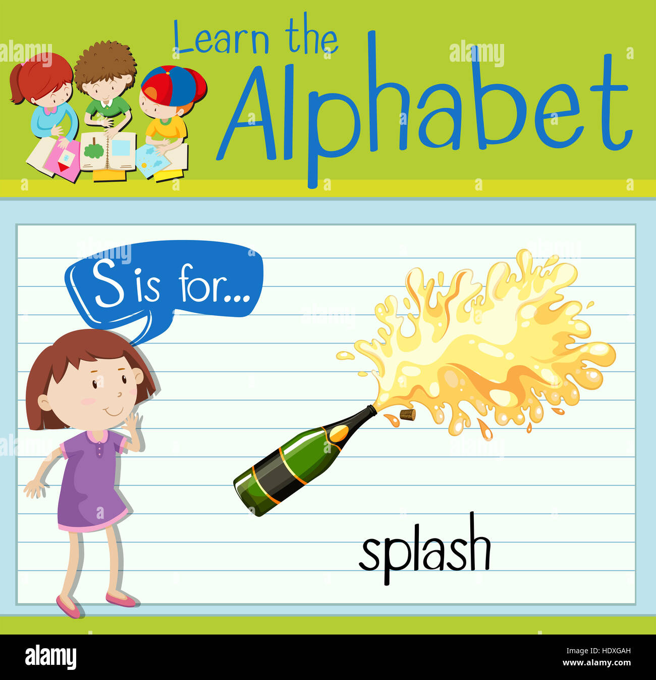 Flashcard letter S is for splash illustration Stock Photo - Alamy