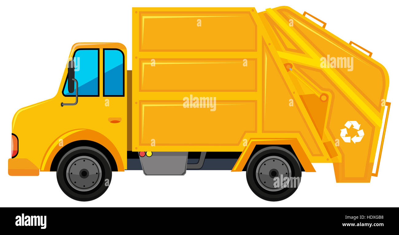 Rubbish truck in yellow color illustration Stock Photo Alamy