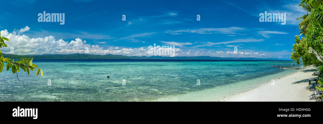 Beach on Kri Island, Raja Ampat, Indonesia, West Papua. Stock Photo