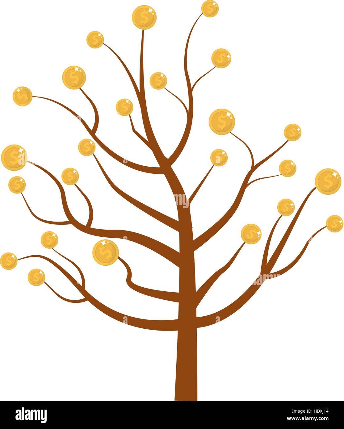 Tree with money. Coins. Flat design, isolated white background. Vector ...