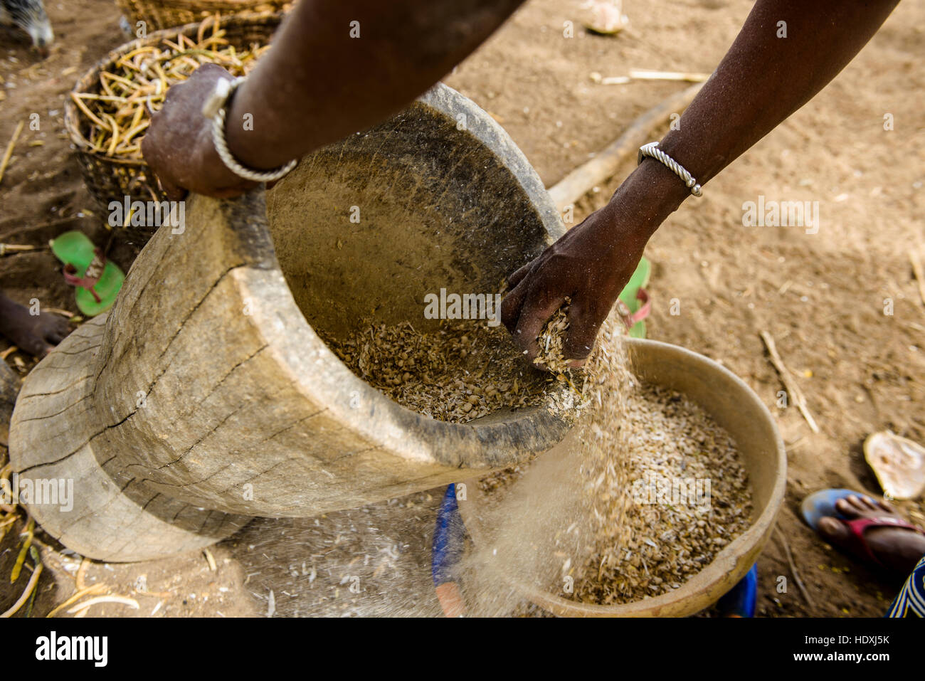 Rural life in a Fulani village of the Sahel in northeastern Burkina Faso Stock Photo