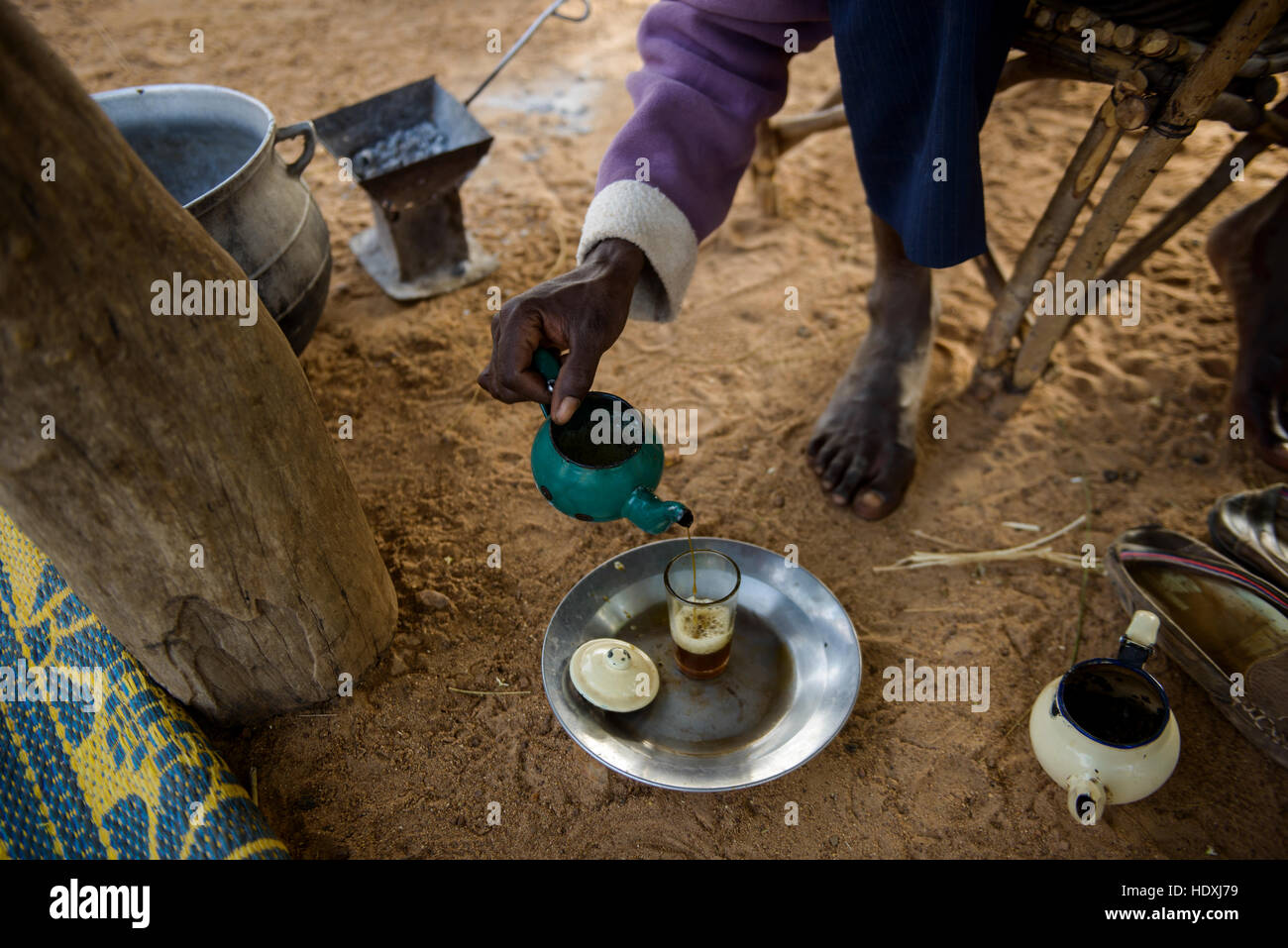 Rural life in a Fulani village of the Sahel in northeastern Burkina Faso Stock Photo