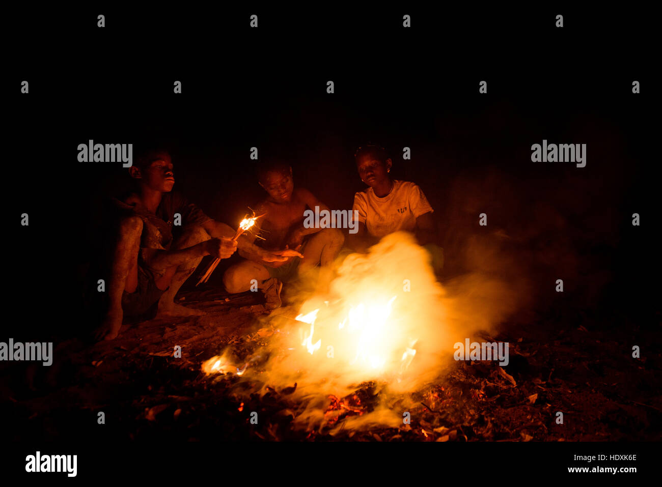 Village Nightlife in rural Cote D'Ivoire (Ivory Coast) Stock Photo
