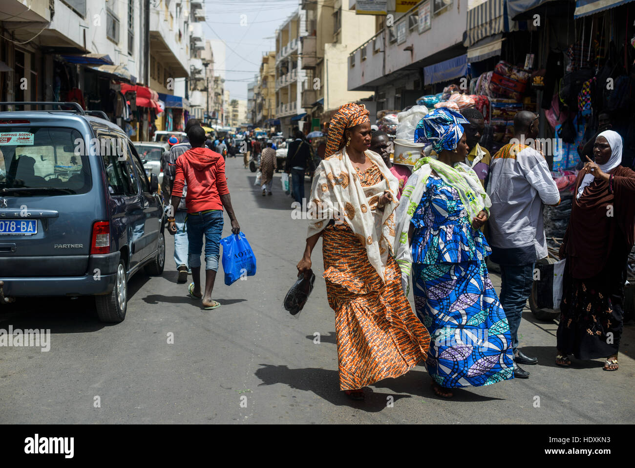 Street shops and markets, Dakar, Senegal Stock Photo