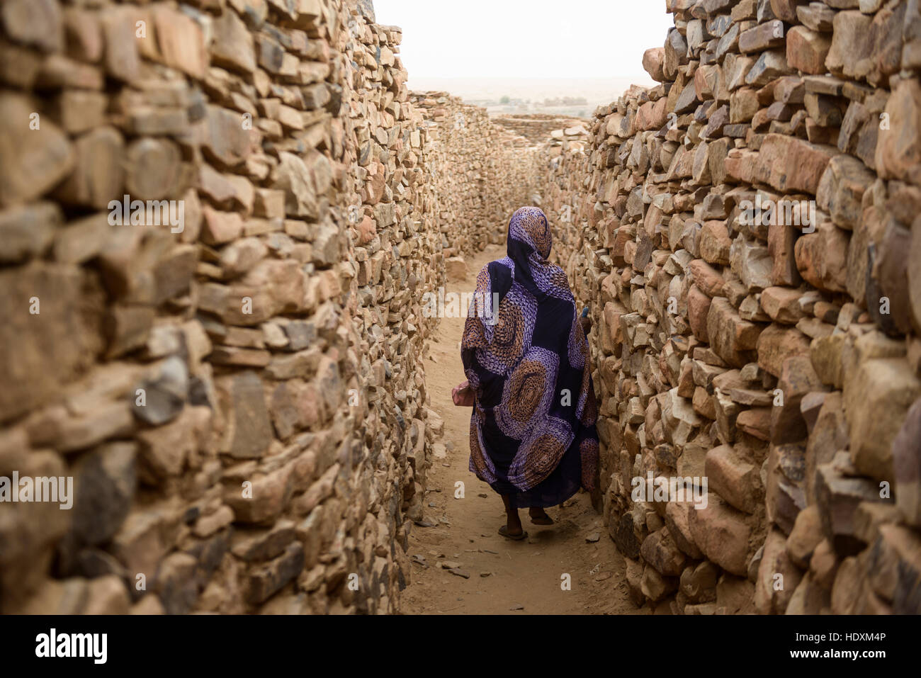 Village life in Ouadane, Mauritania Stock Photo