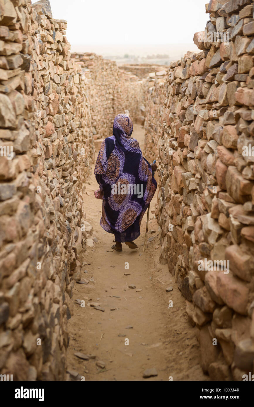 Village life in Ouadane, Mauritania Stock Photo