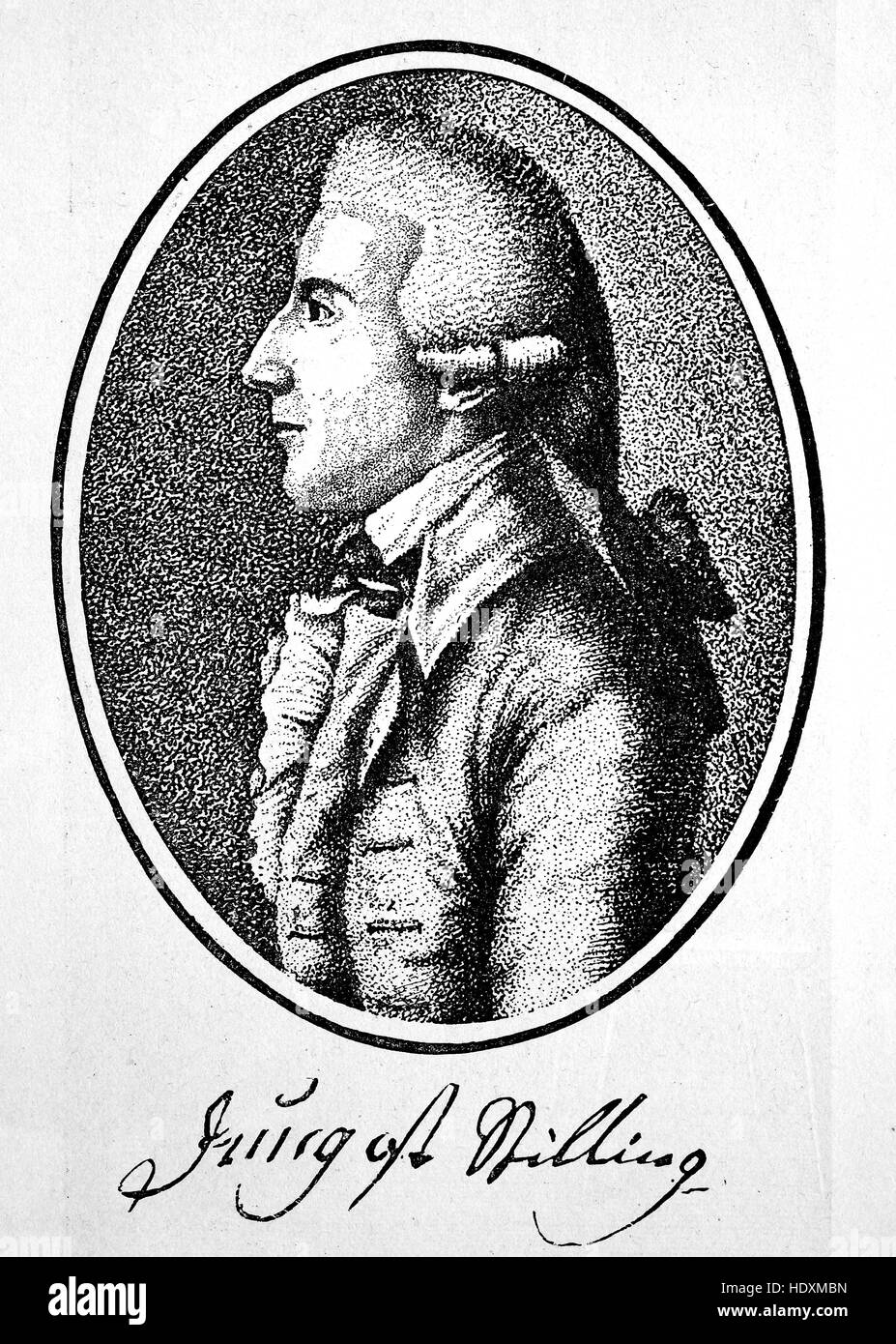Johann Heinrich Jung or Heinrich Stilling, 1740-1817, a German author, woodcut from the year 1882, digital improved Stock Photo