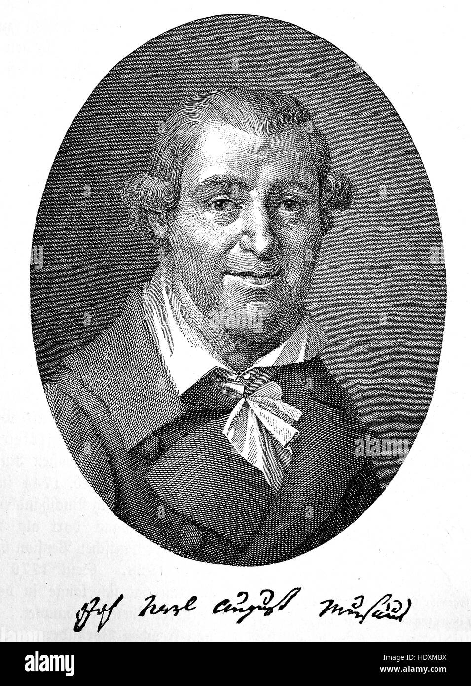 Johann Karl August Musaeus, 1735-1787, German author and one of the first collectors of German folk stories, woodcut from the year 1882, digital improved Stock Photo