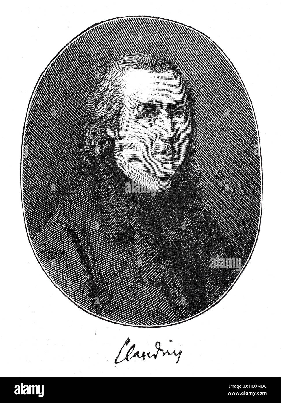 Matthias Claudius, pseudonym Asmus, 1740-1815, a German poet, journalist and lyricist, woodcut from the year 1882, digital improved Stock Photo