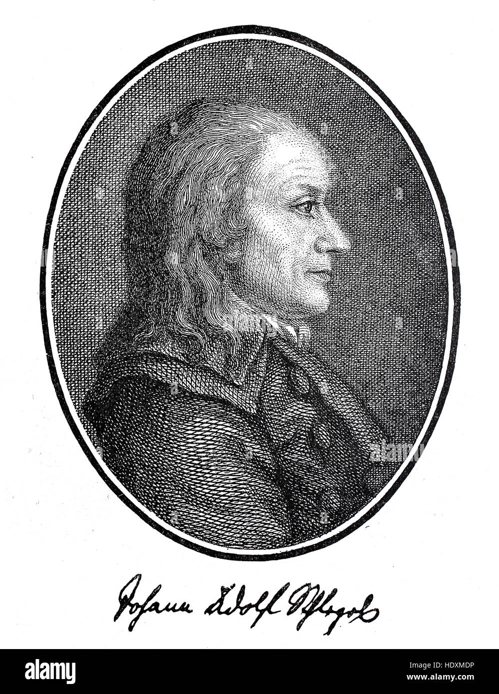 Johann Adolf Schlegel, 1721-1793, a German poet and clergyman, woodcut from the year 1882, digital improved Stock Photo