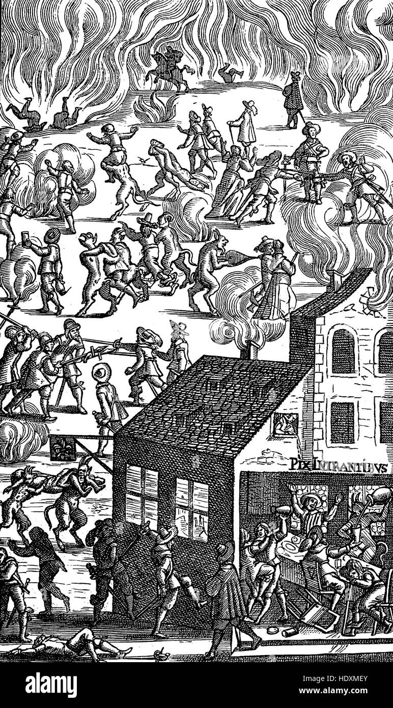 Student life in Strasbourg around 1677, from - Wunderliche und warhafftige Geschichte Philanders von Sittewald, woodcut from the year 1882, digital improved Stock Photo