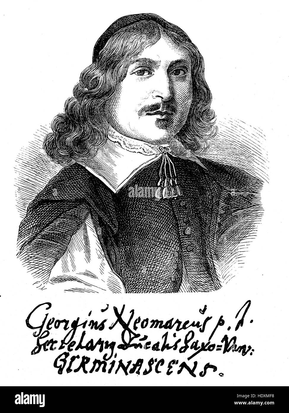 Georg Neumark, 1621-1681, was a German poet and composer of hymns, woodcut from the year 1882, digital improved Stock Photo