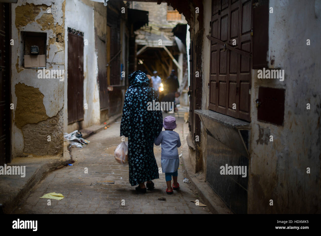 Streets and alleys of the Medina, Fes, Morocco Stock Photo