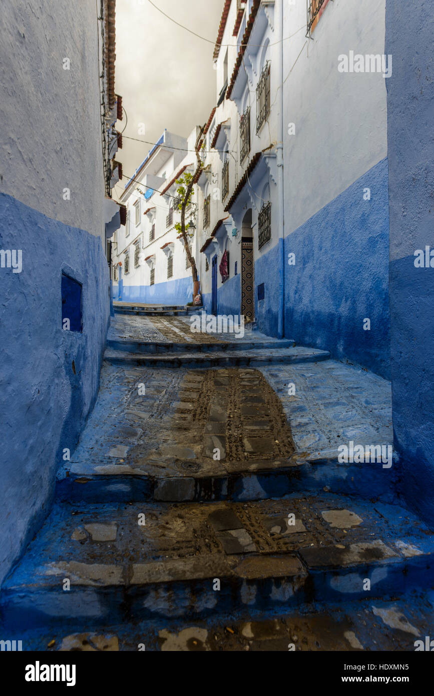 Streets and alleys of the Medina of Chefchaouen, Morocco Stock Photo