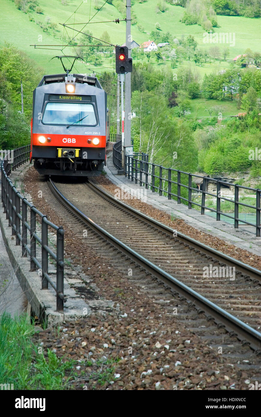 Train, Reichraming, Upper Austria, Austria, Europe Stock Photo
