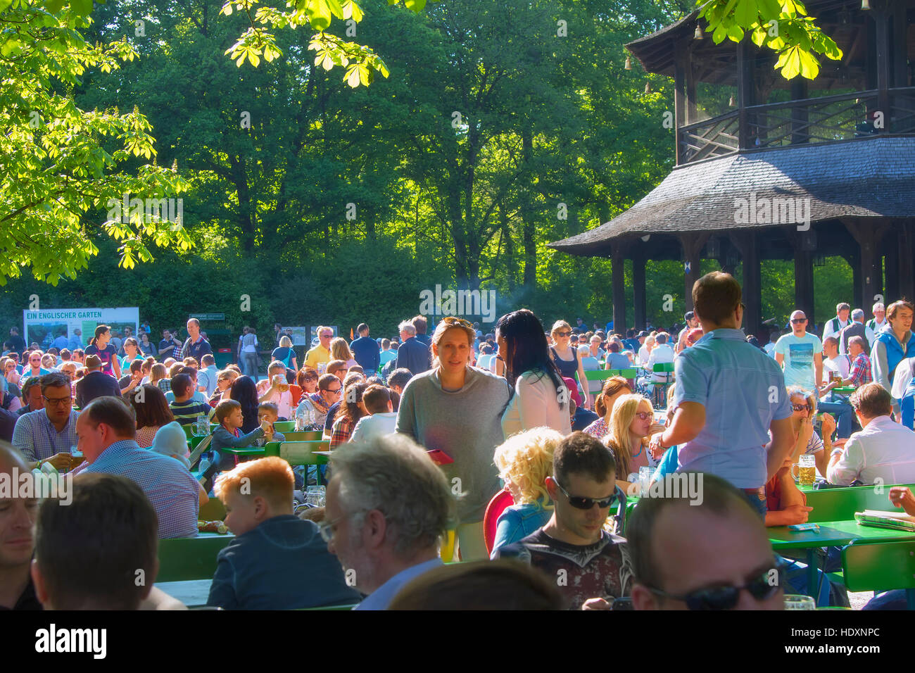 Beer garden at Englischer Garten, Munich Stock Photo Alamy