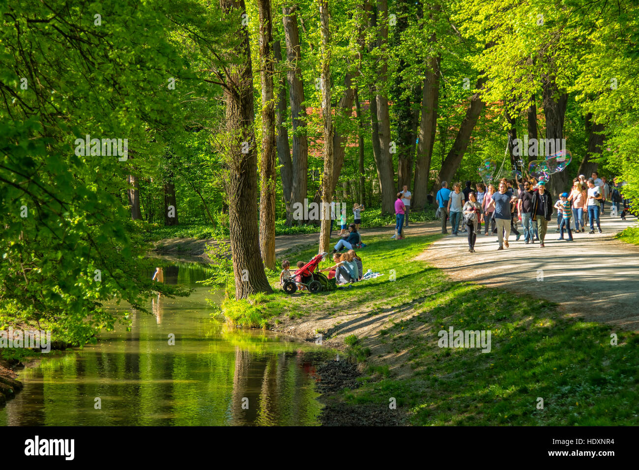 Englischer Garten park in Munich Stock Photo