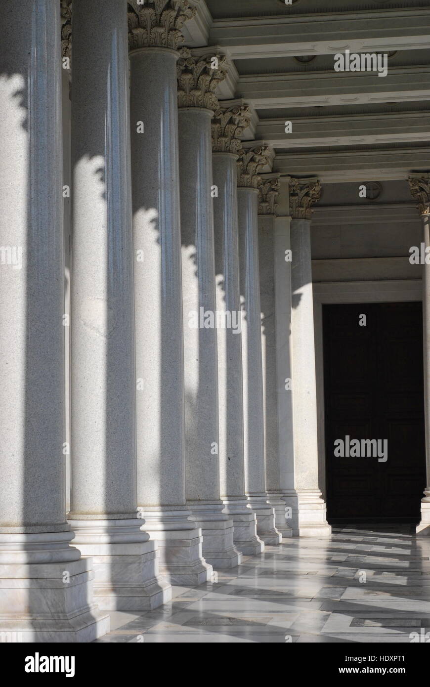 Colonnade of the basilica of Saint Paul Outside the Walls, Rome, Italy Stock Photo